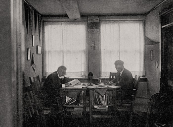 Students studying in a dormitory in 1919