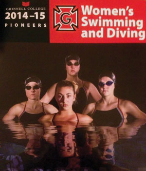 cover of Grinnell College 2014015 Women's Swimming and Diving with four swimmers in pool