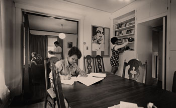 Black students studying in a house