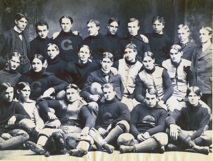 1890s Grinnel Football team with dog