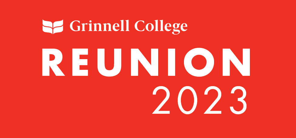 White text on red background: Grinnell College Reunion 2023