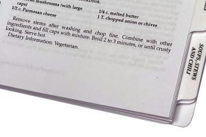 bottom of cookbook open to a vegetarian recipe
