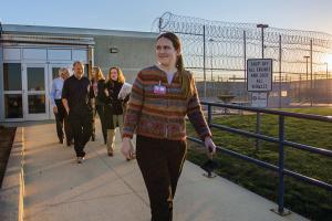 Emily Guenther and others at prison