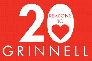 20 Reasons to Love Grinnell graphic with heart
