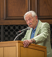 Sam Barron speaking at Alumni Awards 2015