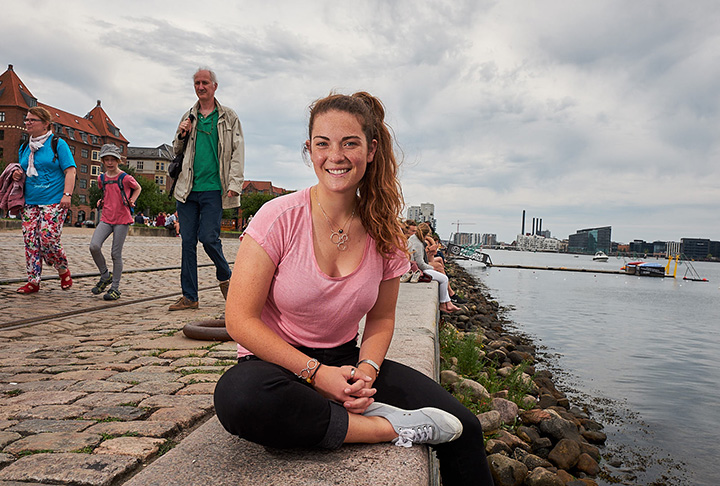 Lucy Chechik '18 at the Copenhagen harbor