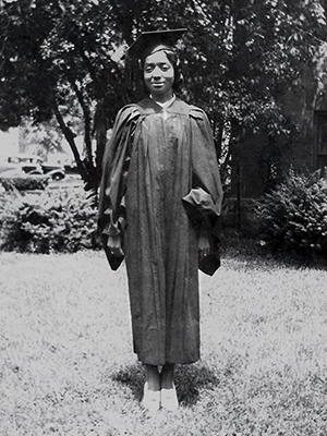 Edith Renfrow-Smith in academic robes 