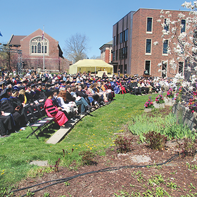 Commencement audience on beautiful sunny day
