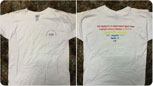 tee with rainbow text spelling out words for pride in a variety of languages