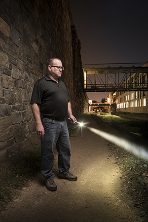 Todd Troutner ’89 with flash light