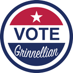 Red and blue Vote Grinnellian logo