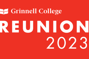 White text on red background: Grinnell College Reunion 2023
